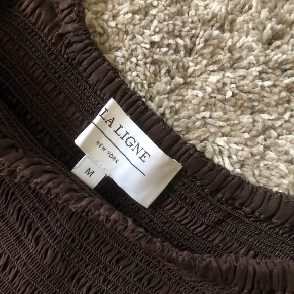 La Ligne Silk Vivian Midi Dress Medium Chocolate - Picture 7 of 8